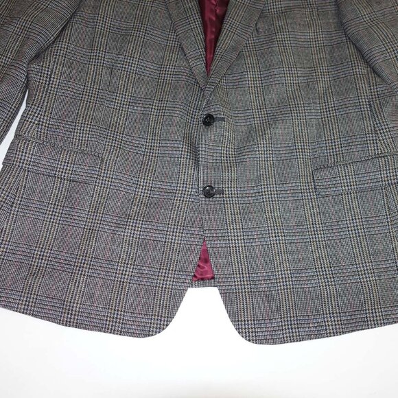 Tommy Hilfiger Men's Sport Coat Size 50 Regular Gray Plaid 100% Wool 2 Button R - Picture 2 of 10